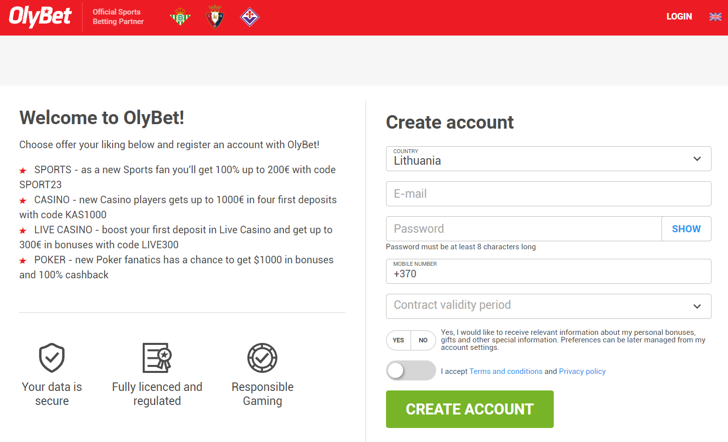 olybet registracija