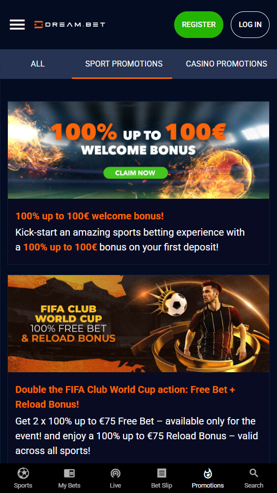 Premijos ir akcijos Dream Bet