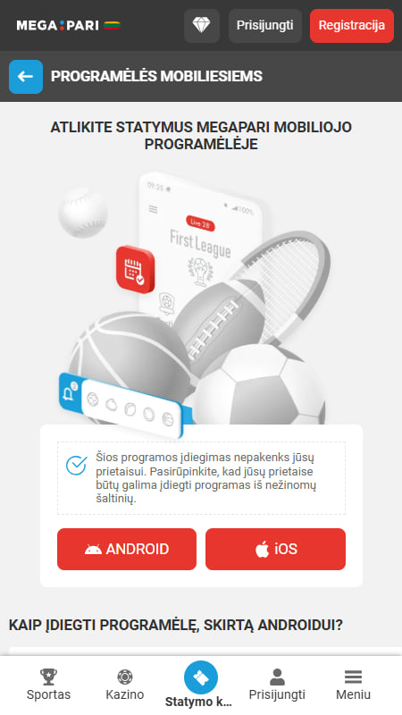 Megapari Android kazino Lietuvoje
