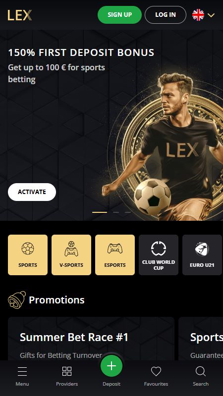 Internetinių sporto lažybų skyrius LexCasino